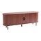 Burlywood Boho TV Stand for 58 in TVs with Rolling Door and Adjustable Shelves